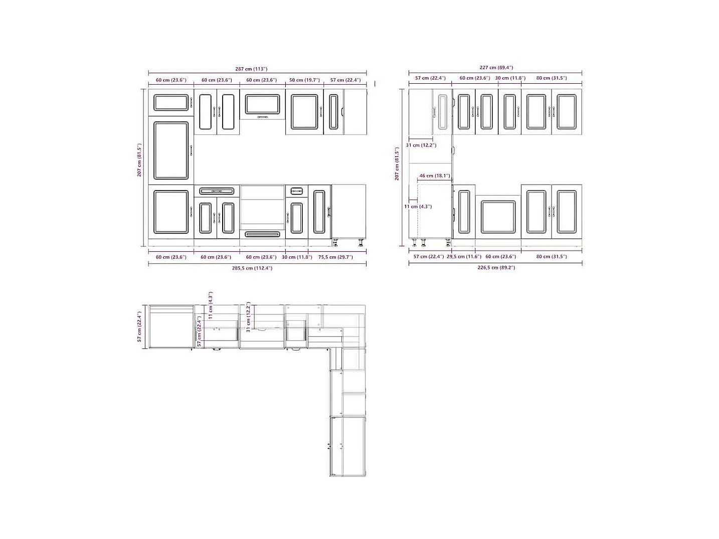 14-delige Keukenkastenset Kalmar bewerkt hout wit