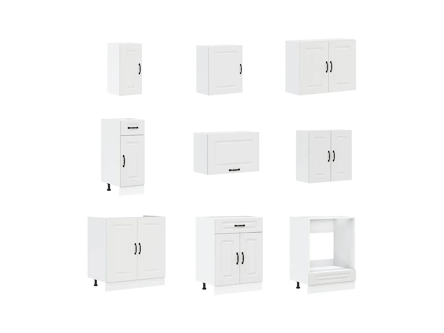 14-delige Keukenkastenset Kalmar bewerkt hout wit