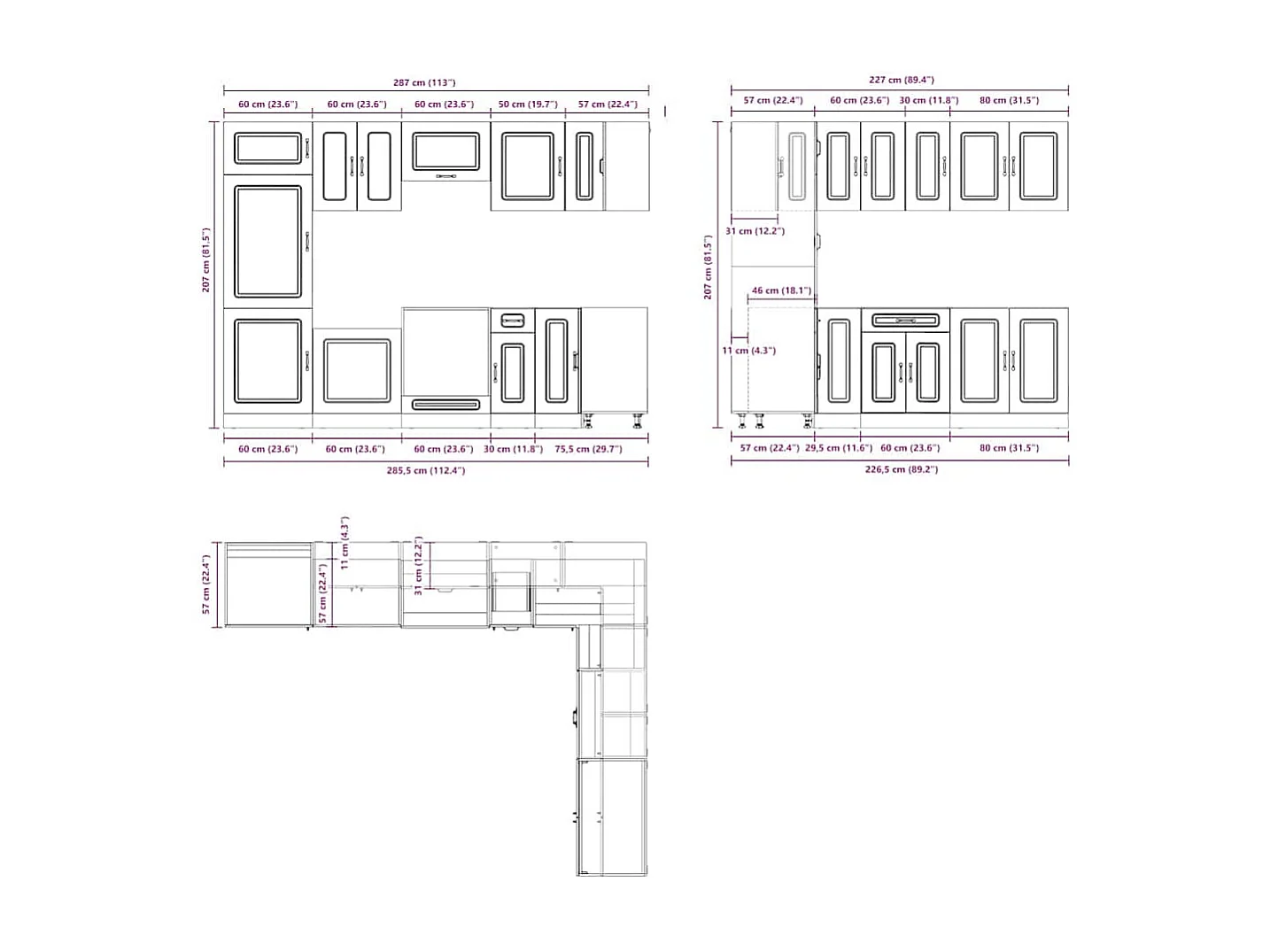 Ensemble d'armoires de cuisine 14 pcs Kalmar bois d'ingénierie