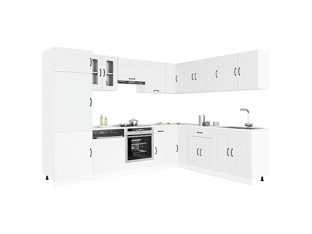 Mueble de cocina Kalmar blanco 14 piezas madera contrachapada