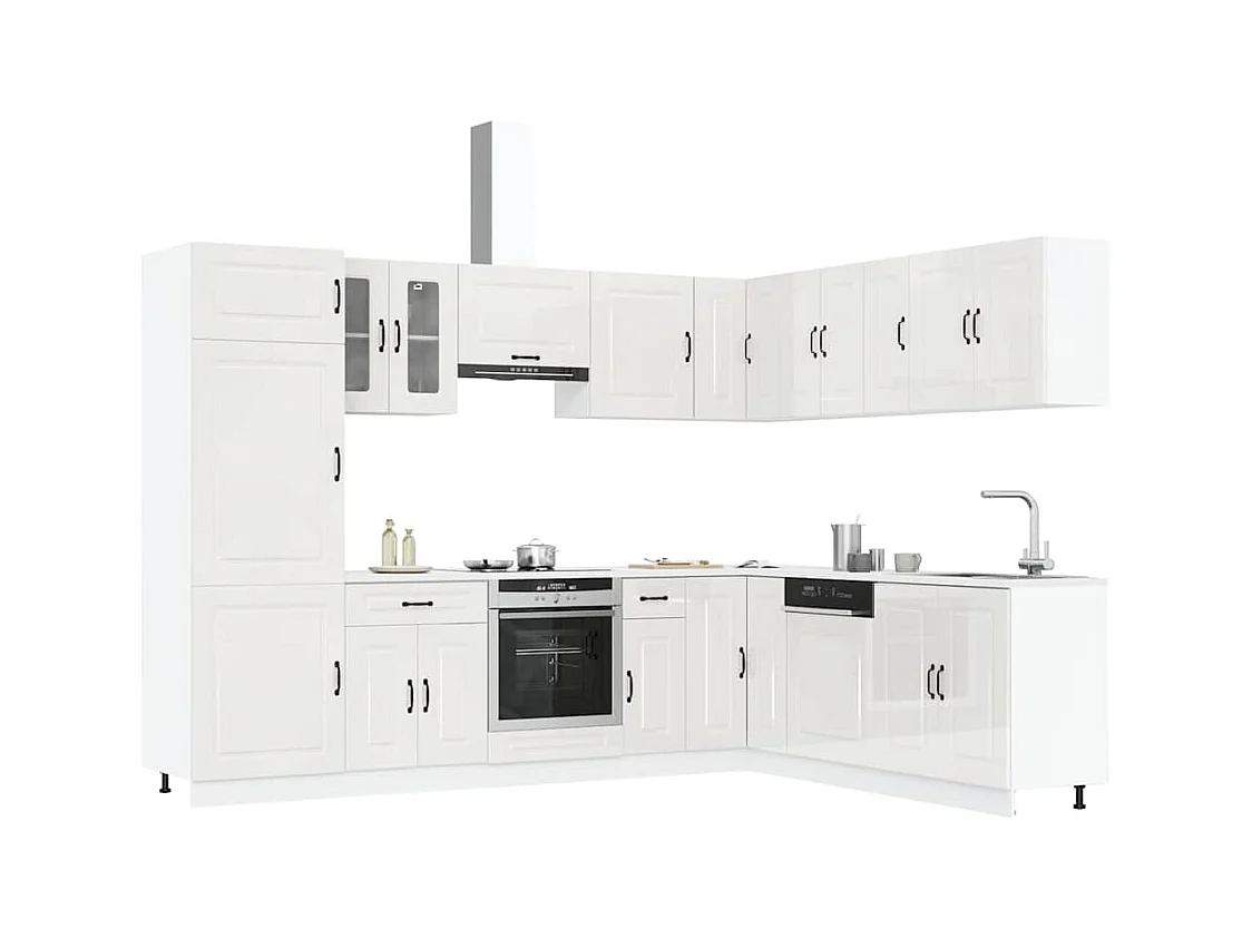 14 peças armário de cozinha conjunto Kalmar brilho branco