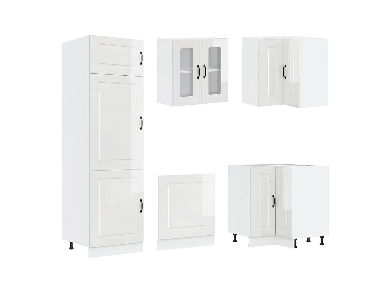 14 peças armário de cozinha conjunto Kalmar brilho branco