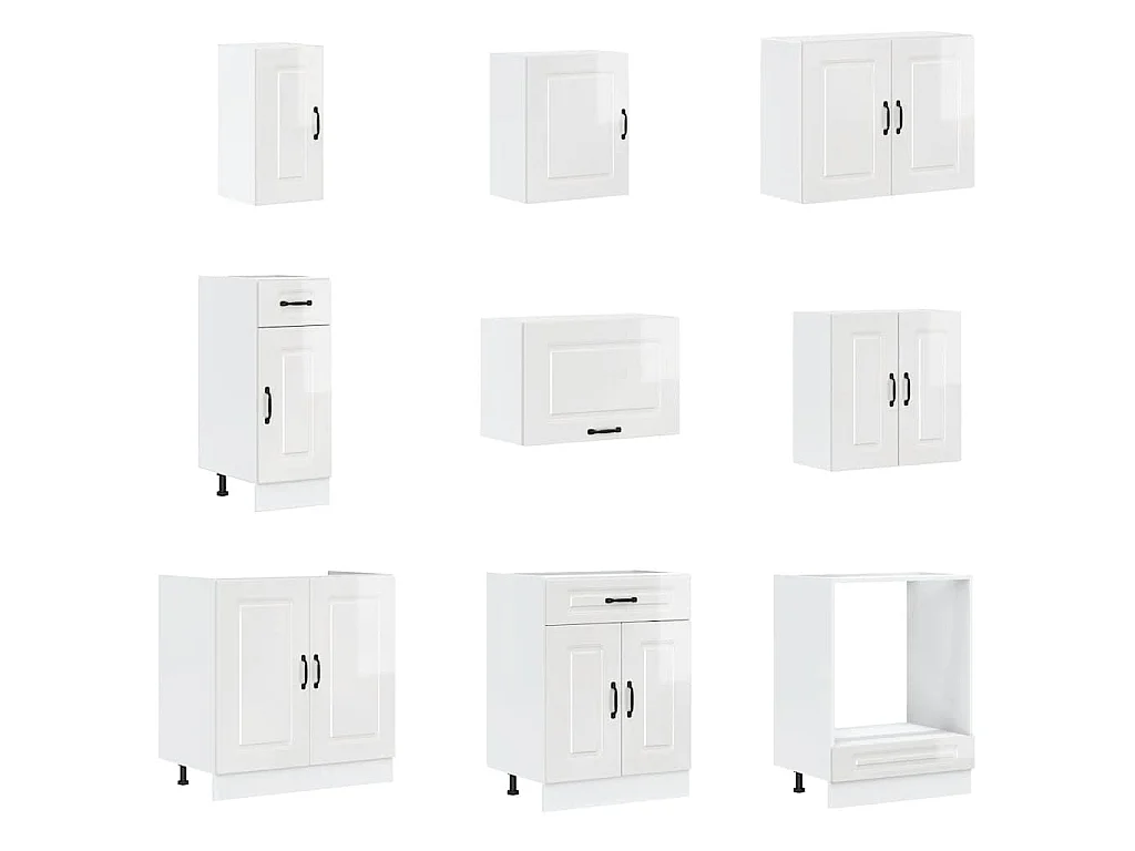 Set Mobili da Cucina 14 pz Kalmar Bianchi Lucido in Truciolato