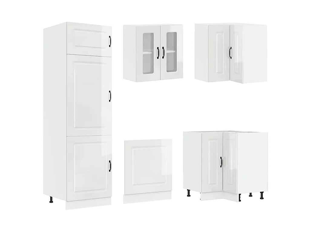 Set Mobili da Cucina 14 pz Kalmar Bianchi Lucido in Truciolato