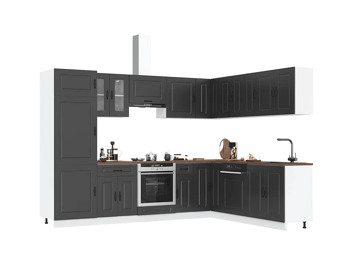 14 peças armário de cozinha conjunto Kalmar preto