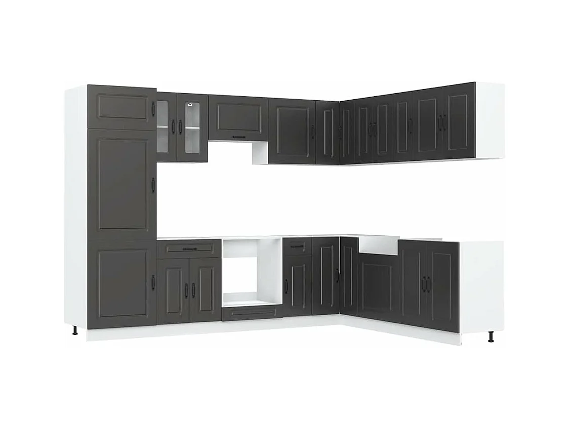 14 peças armário de cozinha conjunto Kalmar preto