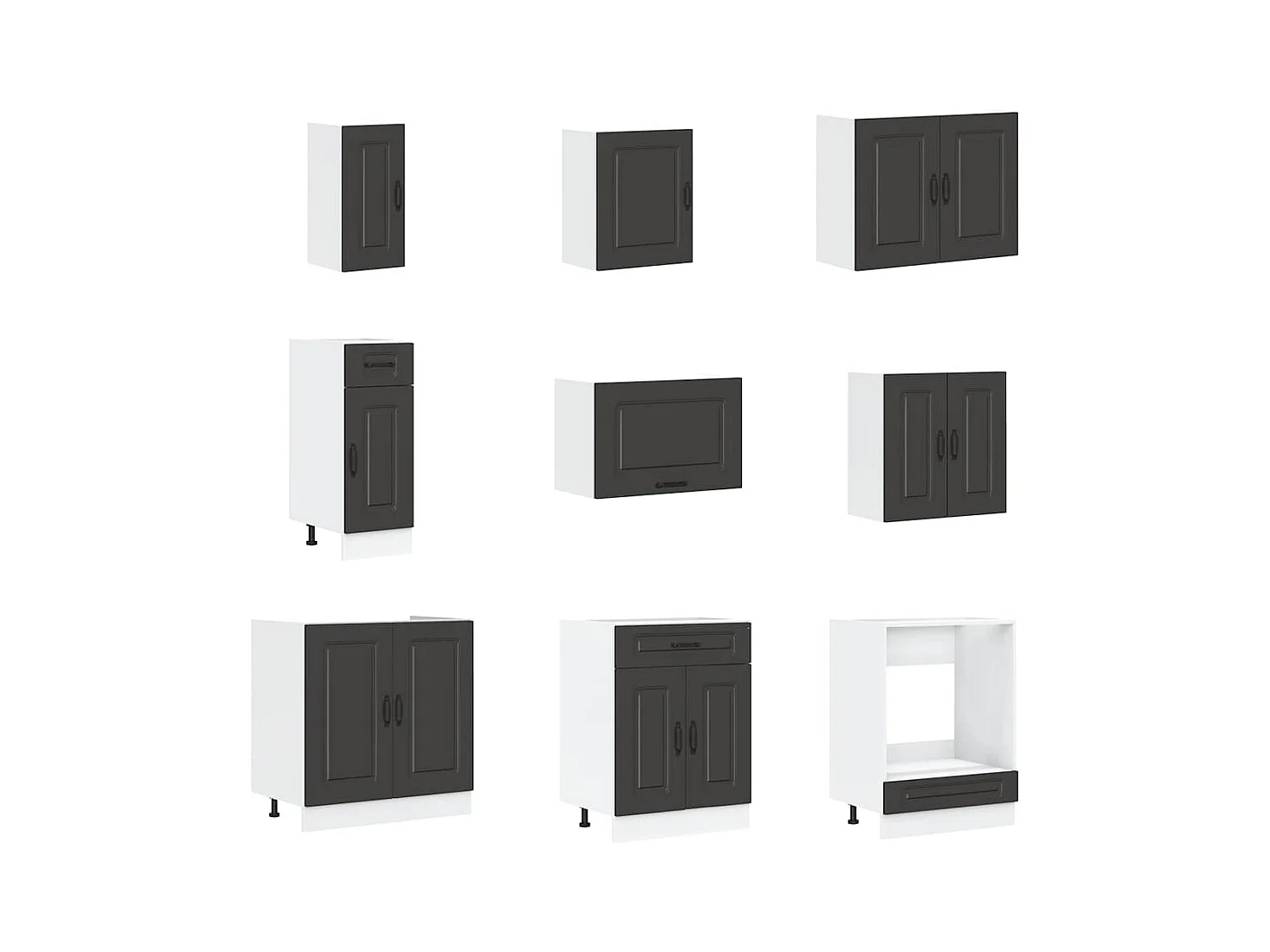 14 peças armário de cozinha conjunto Kalmar preto