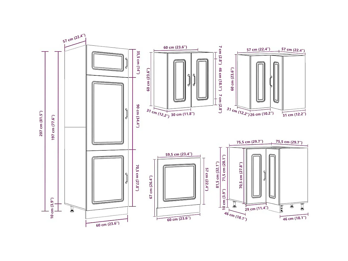 14 peças armário de cozinha conjunto Kalmar preto