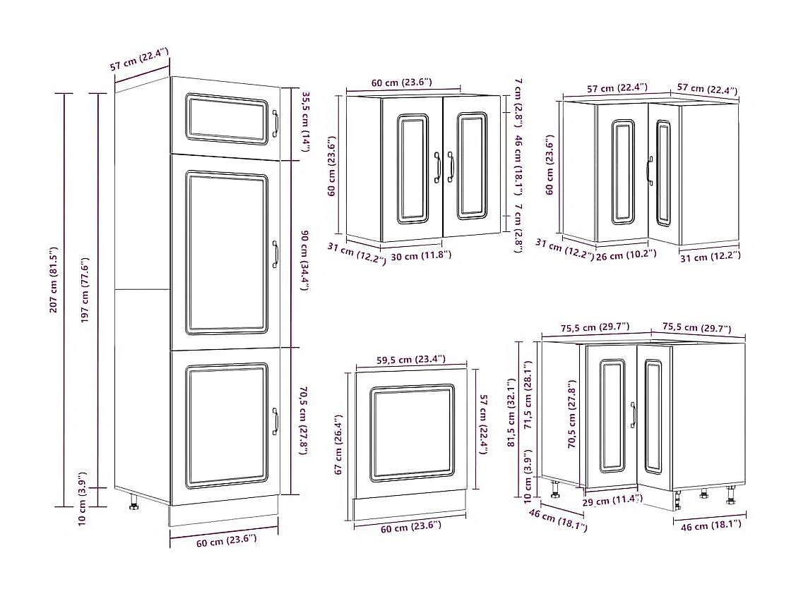 Ensemble d'armoires de cuisine 14 pcs Kalmar bois d'ingénierie