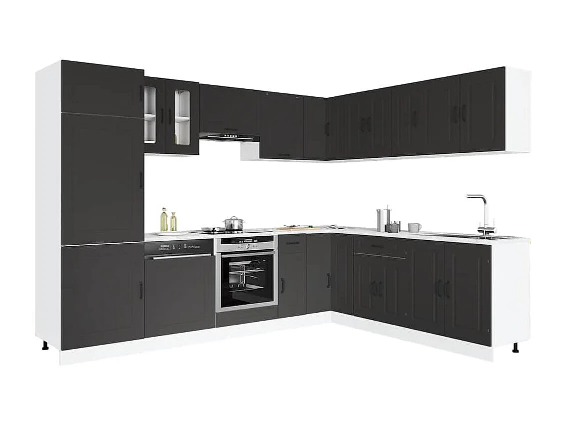 14 peças armário de cozinha conjunto Kalmar preto