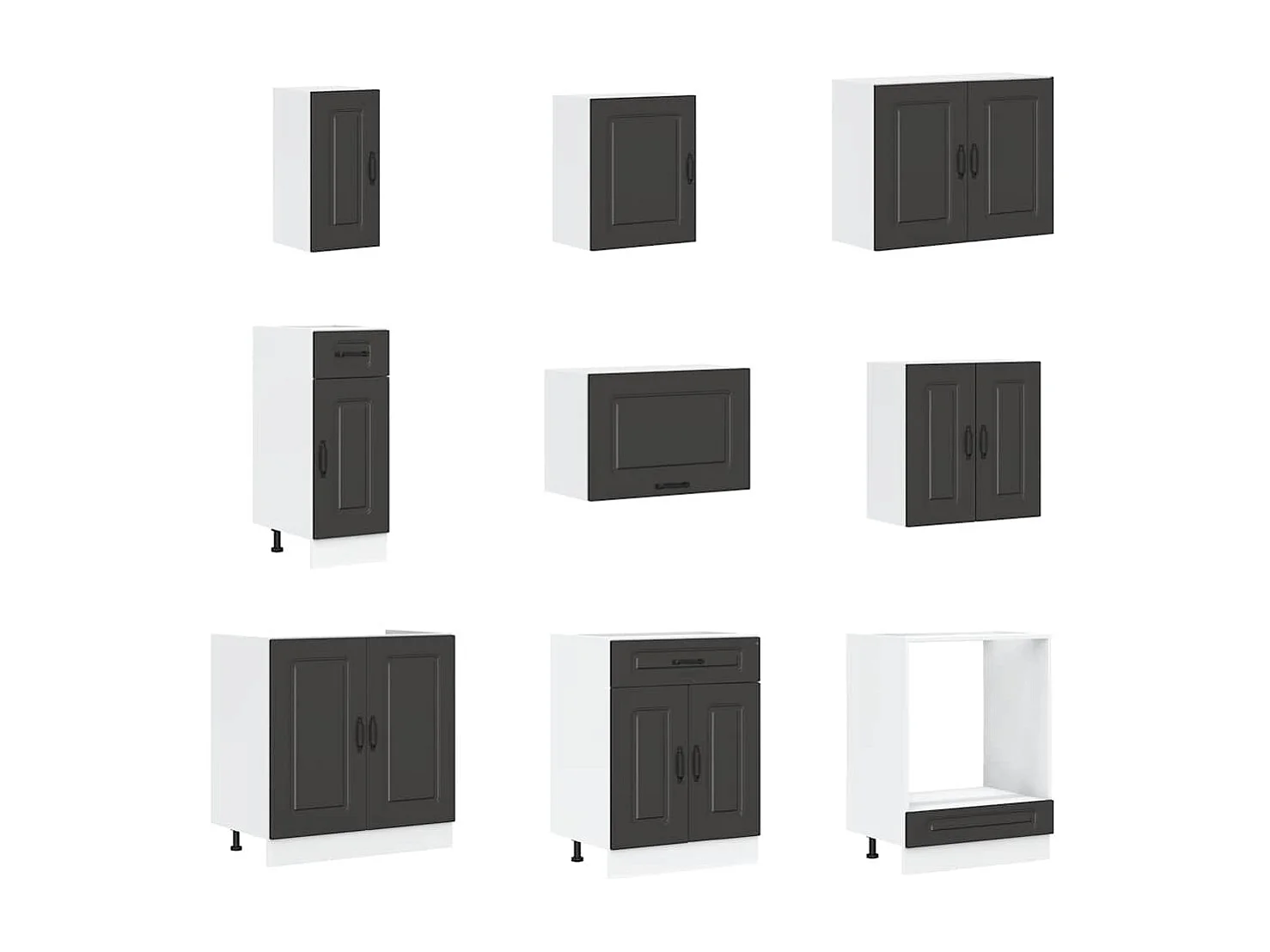 14 peças armário de cozinha conjunto Kalmar preto