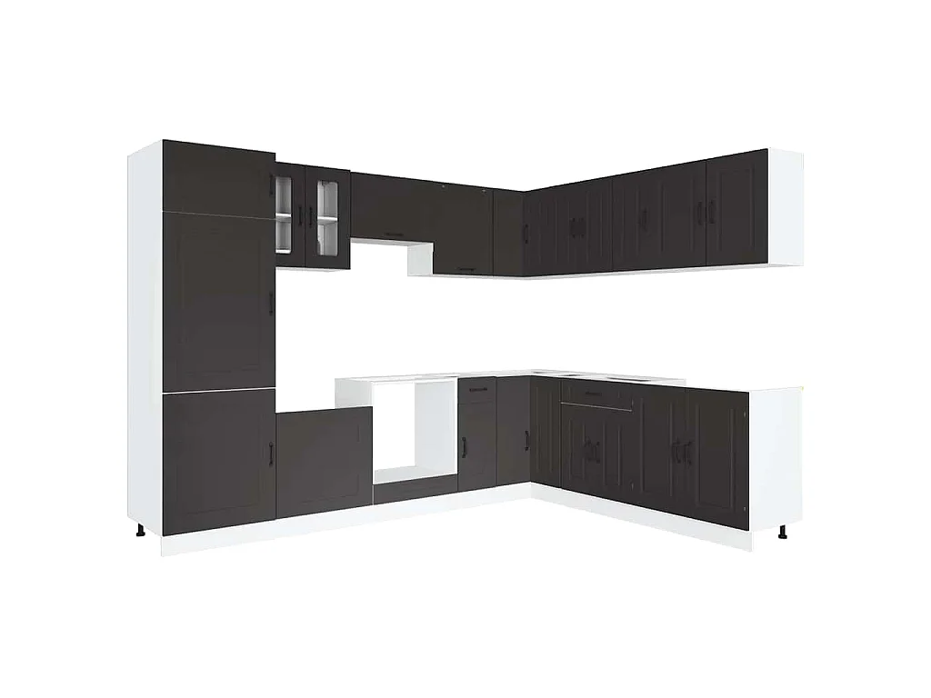 Set Mobili da Cucina 14 pz Kalmar Neri Legno Multistrato