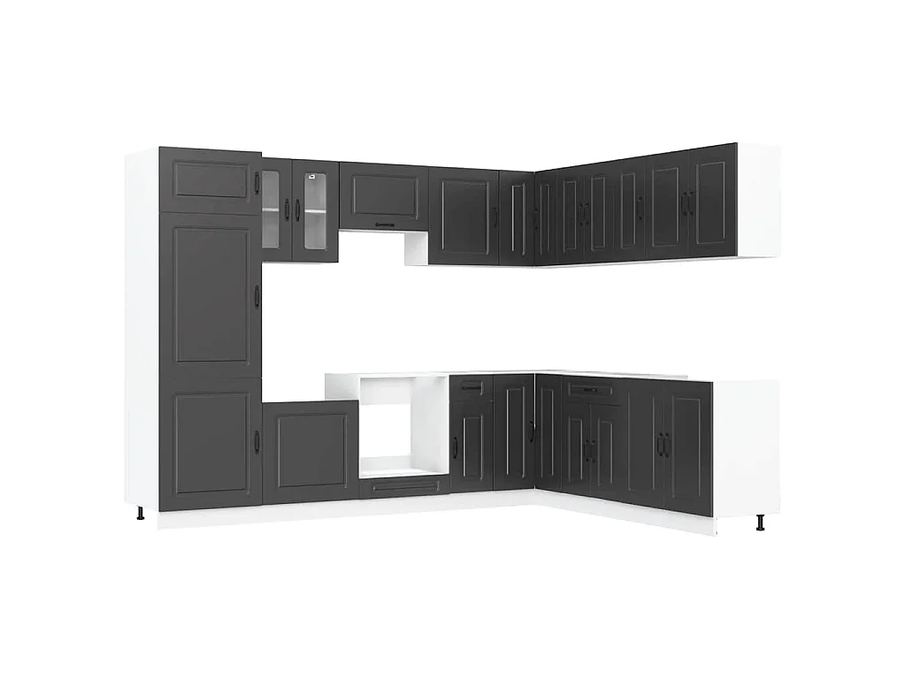 14-tlg. Küchenschrank-Set Kalmar Schwarz Holzwerkstoff