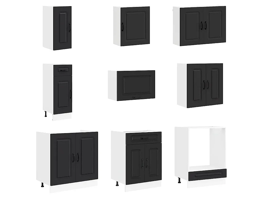 14-tlg. Küchenschrank-Set Kalmar Schwarz Holzwerkstoff