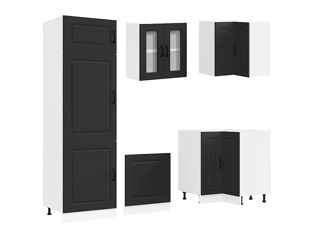 14-tlg. Küchenschrank-Set Kalmar Schwarz Holzwerkstoff