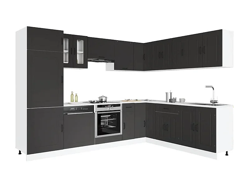 Set Mobili da Cucina 14 pz Kalmar Neri Legno Multistrato