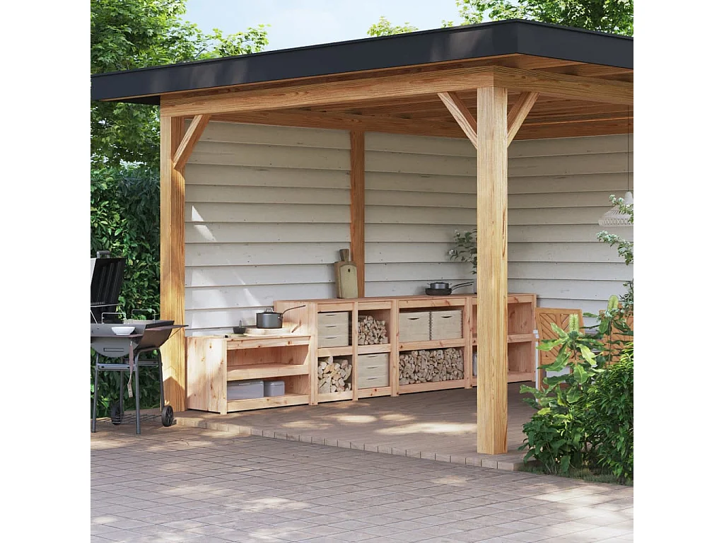 Armoires de cuisine d'extérieur 4 pcs bois de pin massif