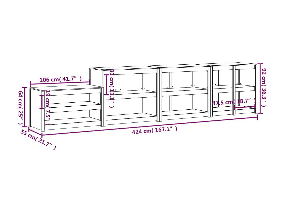 Armoires de cuisine d'extérieur 4 pcs bois de pin massif