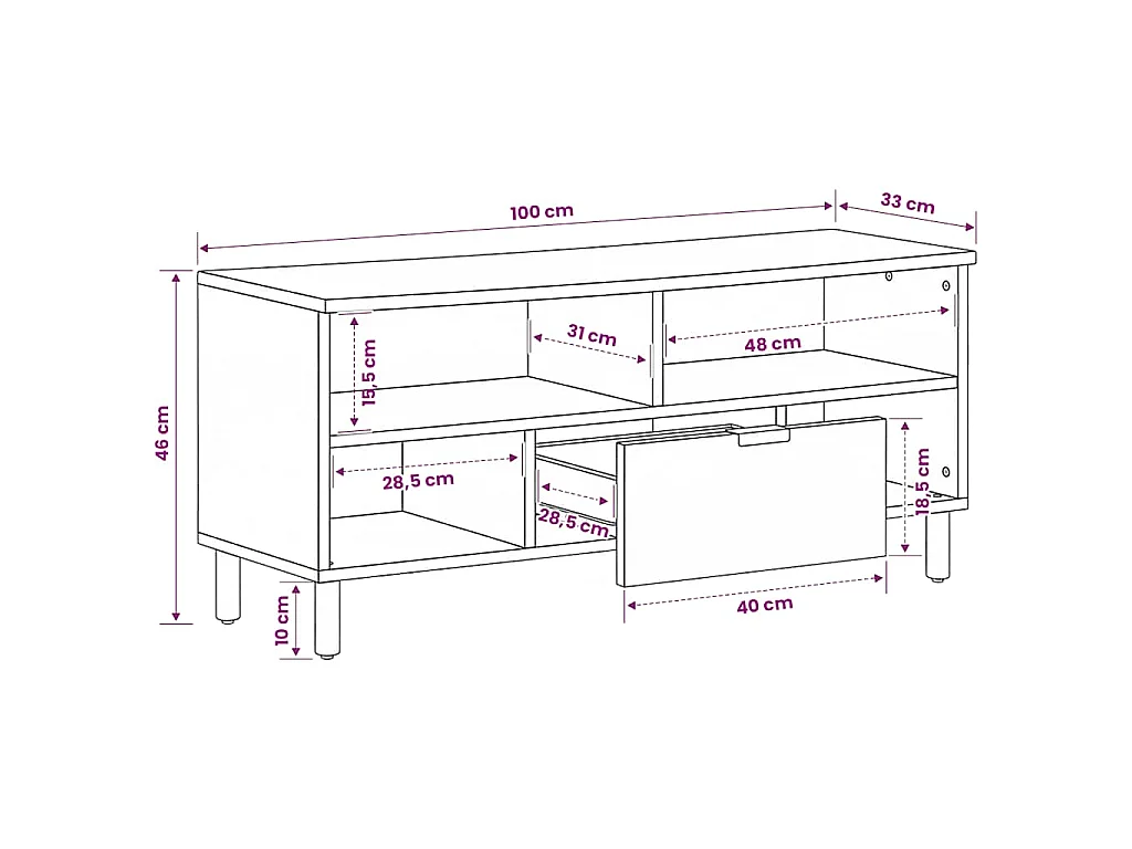 Mobile Porta TV Nero 100x33x46 cm in Legno Multistrato