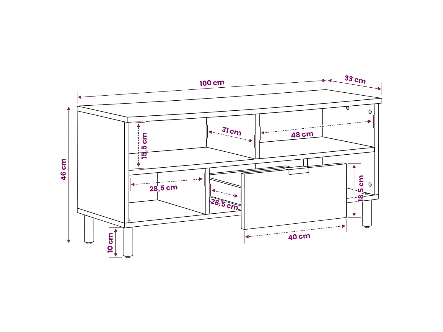 Mobile Porta TV Nero 100x33x46 cm in Legno Multistrato