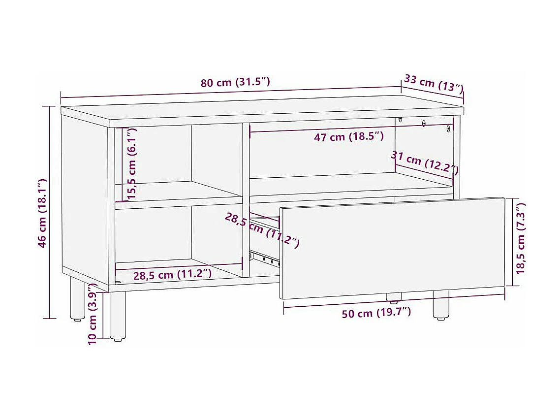 TV-Schrank Schwarz 80x33x46 cm Holzwerkstoff