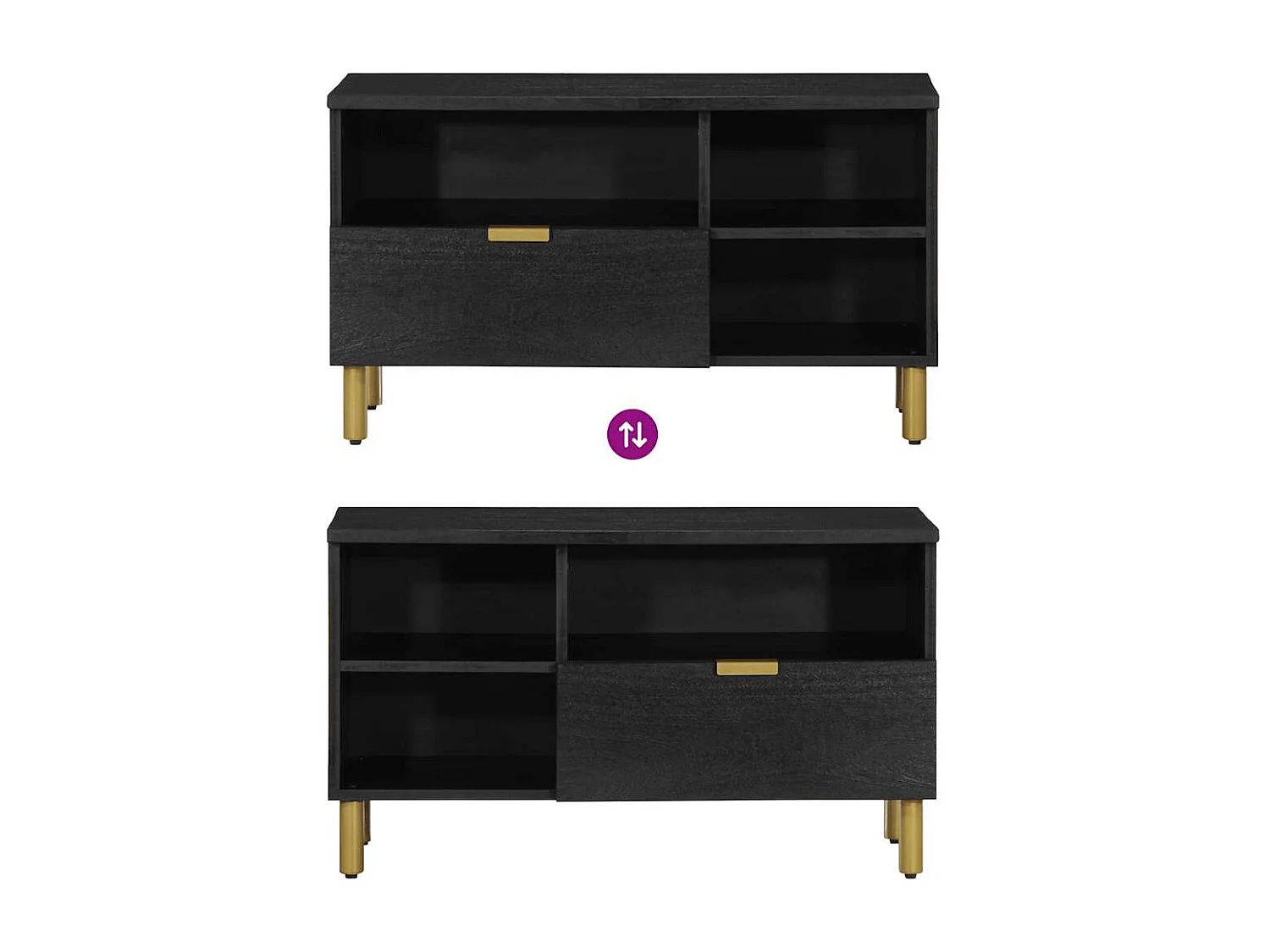 Meuble TV noir 80x33x46 cm bois d'ingénierie