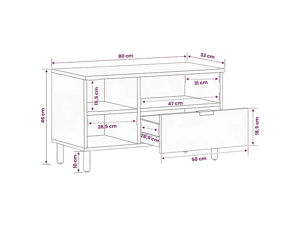 Mobile Porta TV Nero 80x33x46 cm in Legno Multistrato