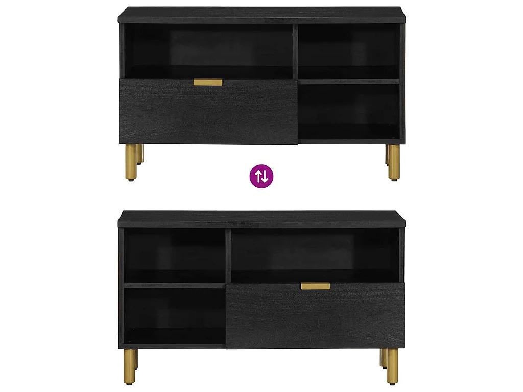 Mobile Porta TV Nero 80x33x46 cm in Legno Multistrato