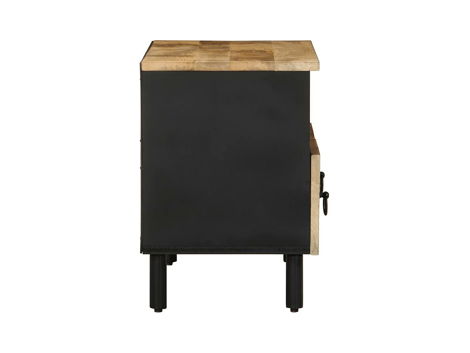 Meuble TV noir 70x33,5x46 cm bois massif manguier brut