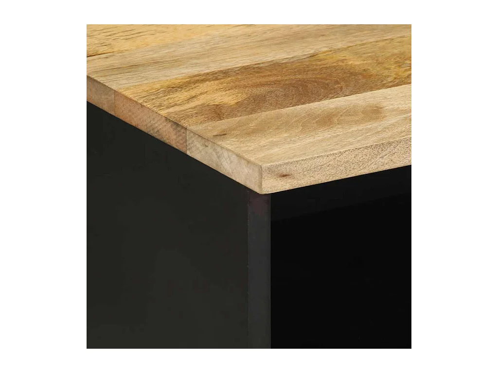 Meuble TV noir 70x33,5x46 cm bois massif manguier brut