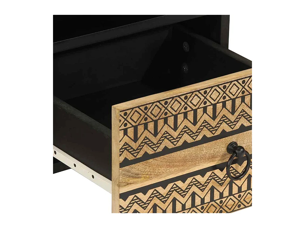 Meuble TV noir 70x33,5x46 cm bois massif manguier brut