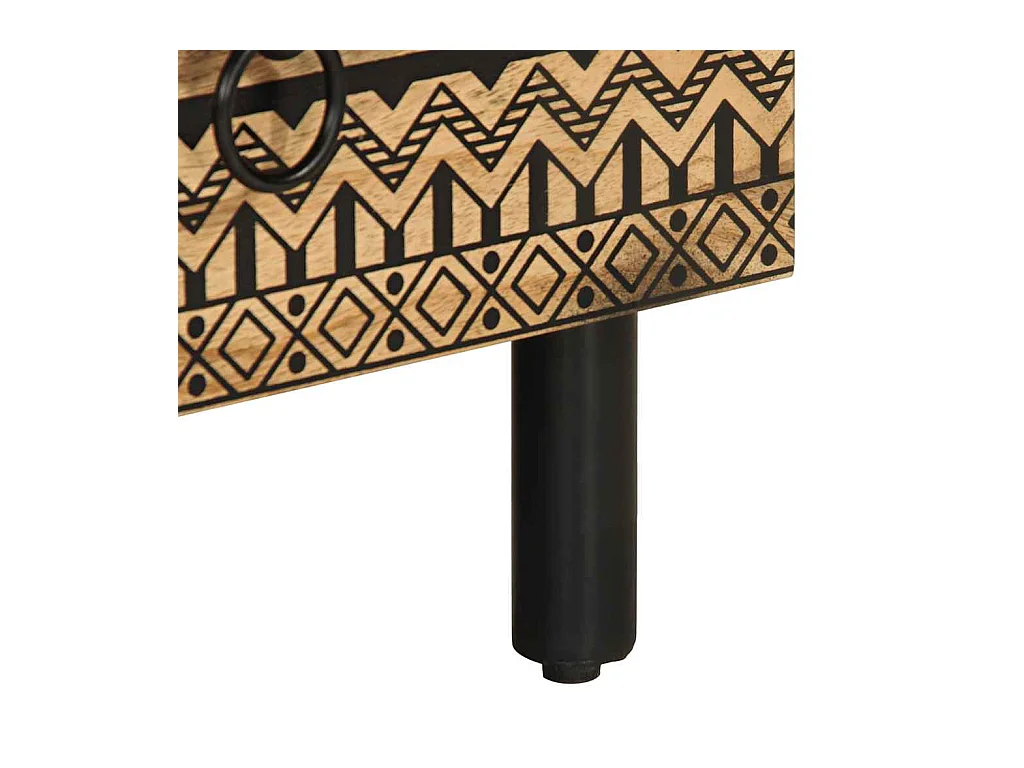 Meuble TV noir 70x33,5x46 cm bois massif manguier brut