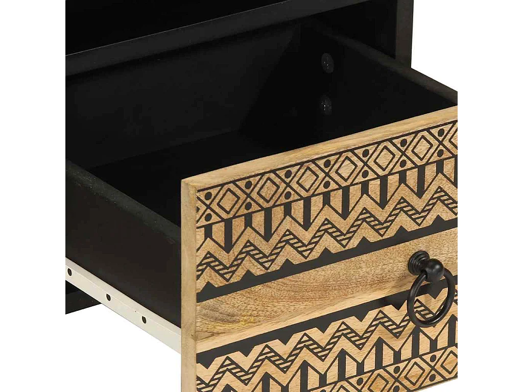 TV-Schrank Schwarz 70x33,5x46 cm Raues Mangoholz