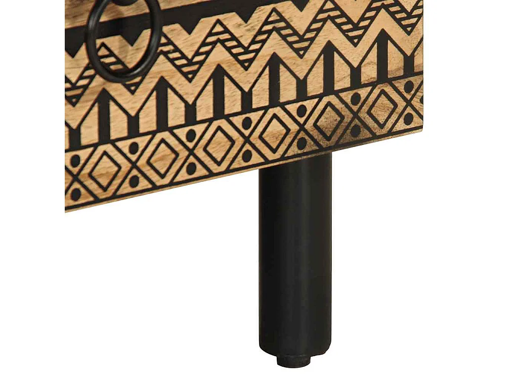 TV-Schrank Schwarz 70x33,5x46 cm Raues Mangoholz