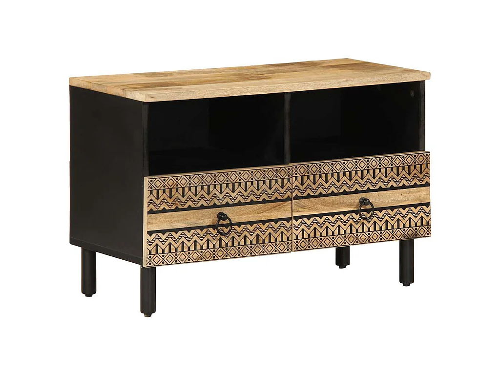 Móvel de TV 70x33,5x46 cm madeira mangueira áspera maciça preto