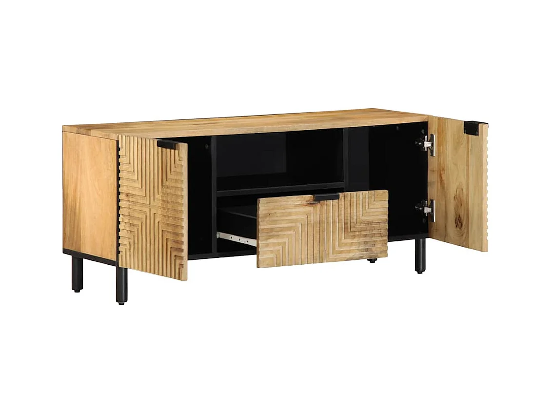 Mobile Porta TV Marrone 105x33x46cm in Legno Massello di Mango