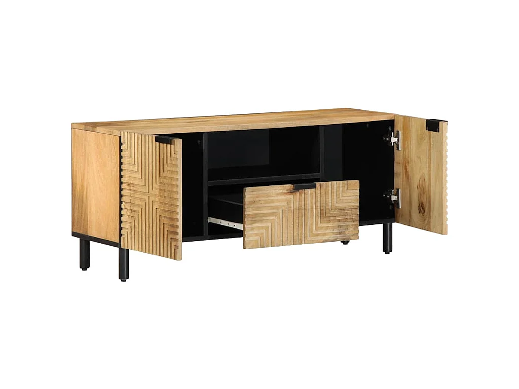 Mobile Porta TV Marrone 105x33x46cm in Legno Massello di Mango