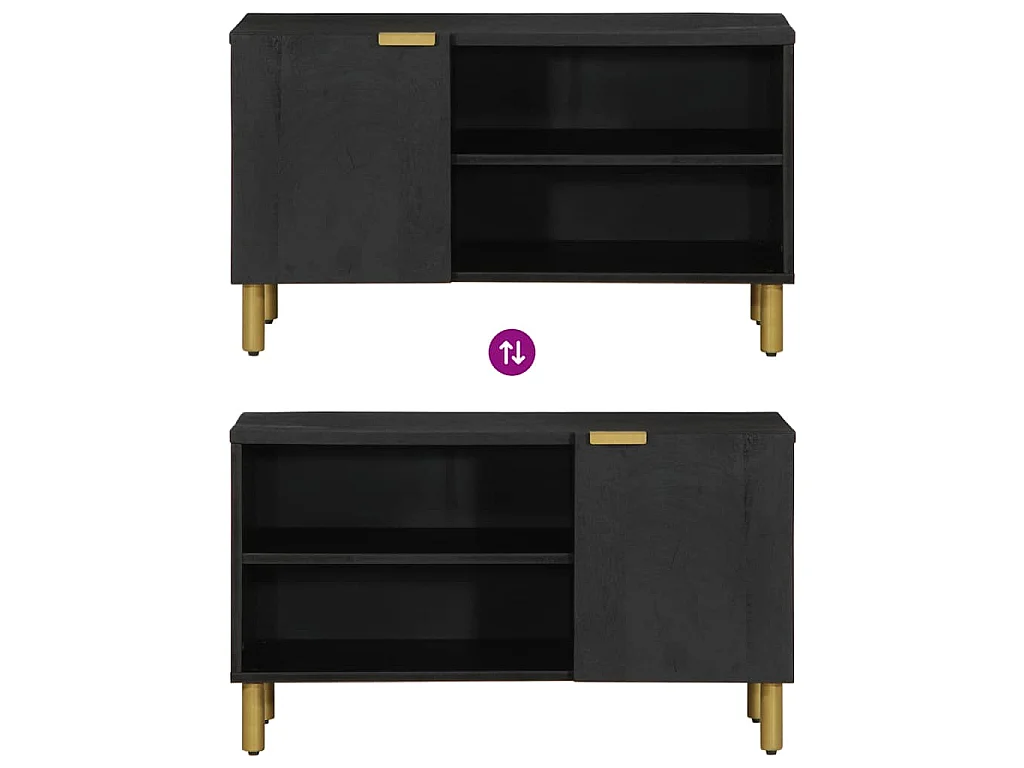 Meuble TV noir 80x33x46 cm bois d'ingénierie