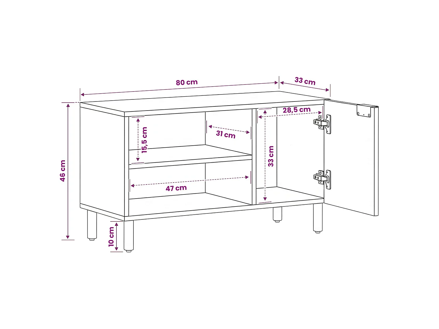 Mobile Porta TV Nero 80x33x46 cm in Legno Multistrato