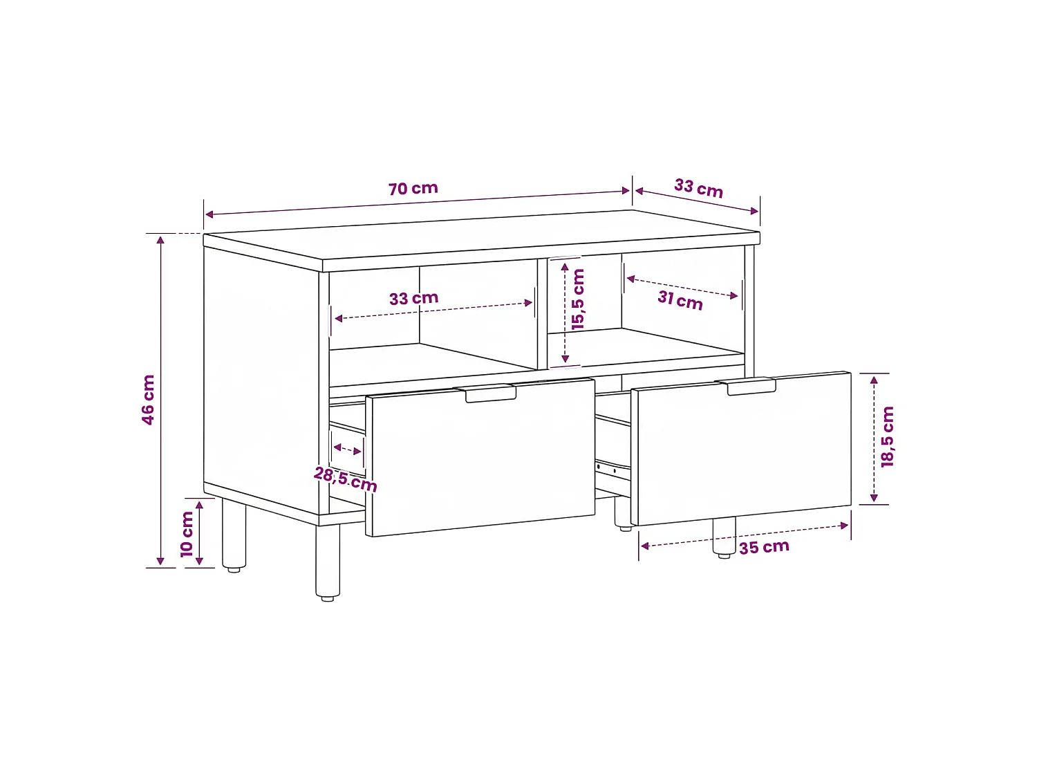 Mobile Porta TV Nero 70x33x46 cm in Legno Multistrato