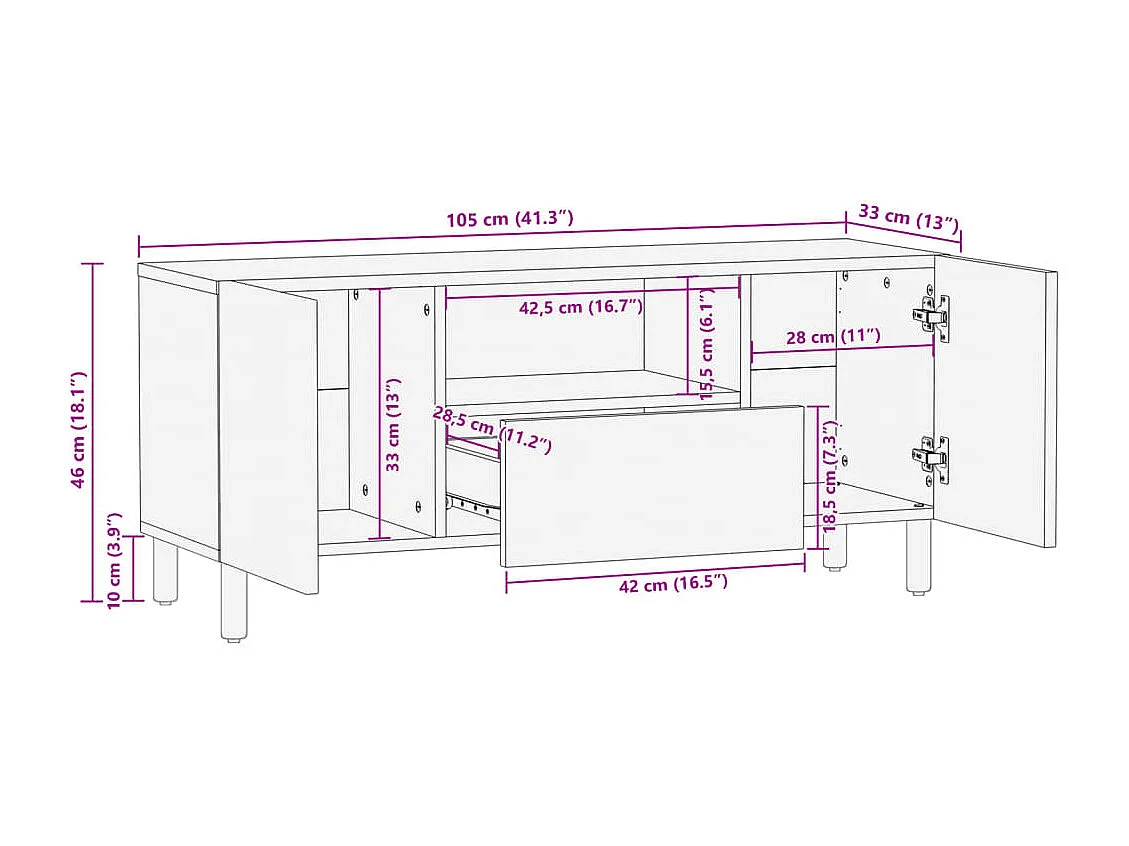 TV-Schrank Schwarz 105x33x46 cm Holzwerkstoff