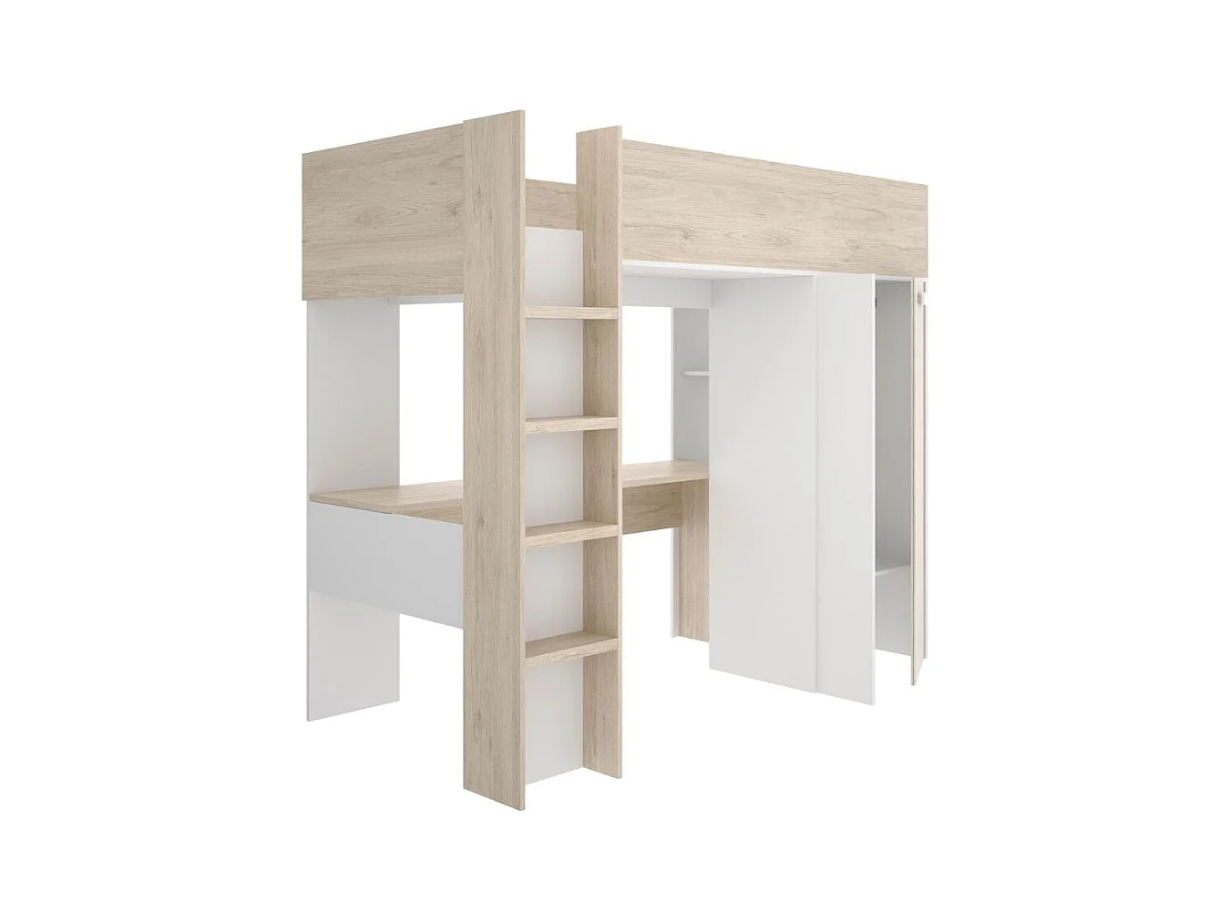 Cama estudio Spylo con mesa de estudio + armario natural 177x205x112 cm