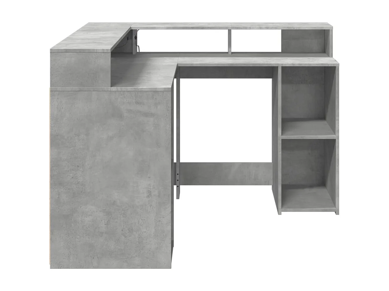 LED-Schreibtisch Betongrau 130x130x91 cm Holzwerkstoff