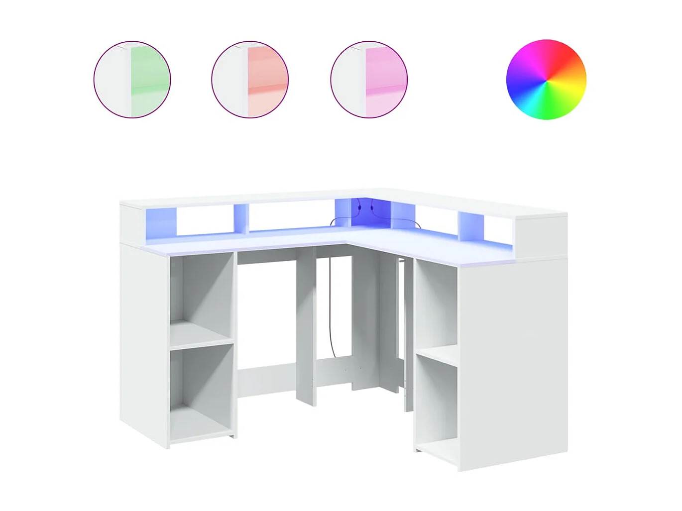 LED-Schreibtisch Weiß 130x130x91 cm Holzwerkstoff