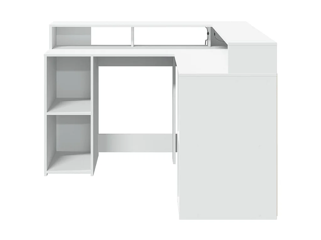 LED-Schreibtisch Weiß 130x130x91 cm Holzwerkstoff