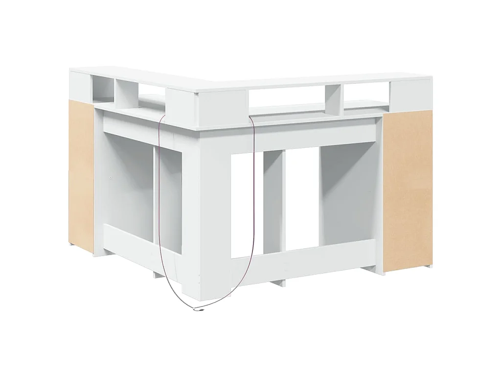 LED-Schreibtisch Weiß 130x130x91 cm Holzwerkstoff