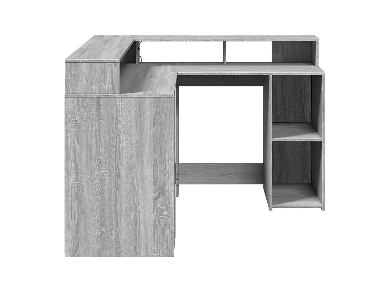 Bureau met LED-verlichting 130x130x91 cm hout grijs sonoma