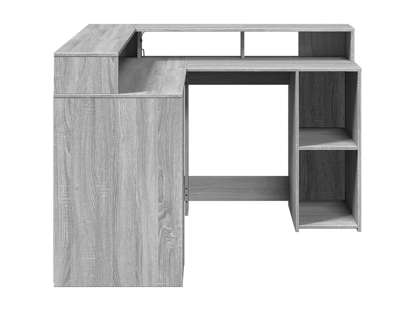 LED-Schreibtisch Grau Sonoma 130x130x91 cm Holzwerkstoff