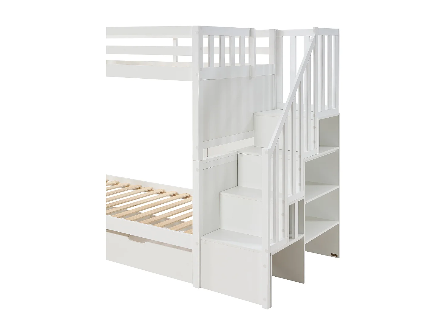 Lits superposés 90 x 190 cm avec tiroirs - Pin et MDF - Blanc - ZILENI