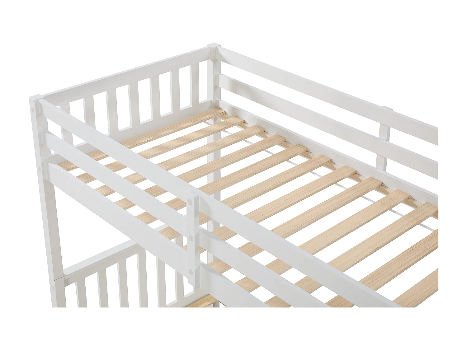 Lits superposés 90 x 190 cm avec tiroirs - Pin et MDF - Blanc - ZILENI